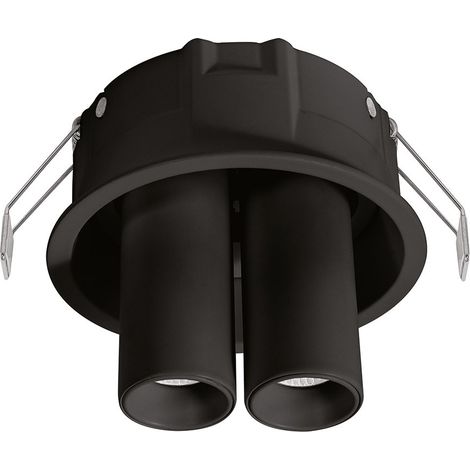 Spot Encastrable Orientable Gfa 2X8W Led 3000K Avec Double Spot Indépendant, Finition Noir Satiné, Ip20, Classe Ii - Gealuce (1/2)
