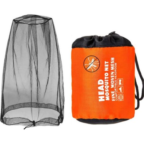 Head Mosquito Net, Veil Hood, Face Protection Net, Fine Mesh Nylon with Drawstring Closure and Carrying Case, Suitable for Camping (1/5)