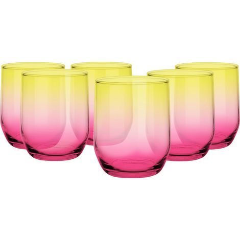Lot de 6 bocaux en verre bas de 300 ml - Rose multicolore (1/5)