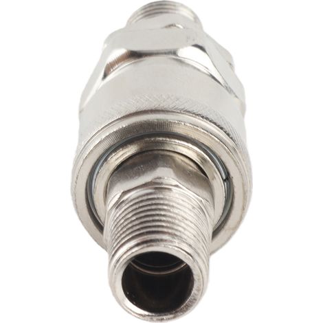 Raccord air inox nickelé auto-serrant rapide pneumatique embout 1/4 mâle SM+PM20 kit 1 raccord 1 embout (1/5)