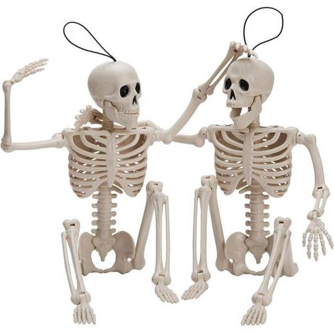 Lot de 2 squelettes d'Halloween de 40 cm, corps entier, articulations mobiles, pour décorations de cimetière d'Halloween ODIPIE (1/4)