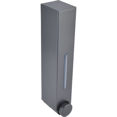 Distributeur de savon liquide à poussoir 420 ml, 2 compartiments, fixation murale, pour hôtel, maison, salle de bain, restaurant, gris (1/5)