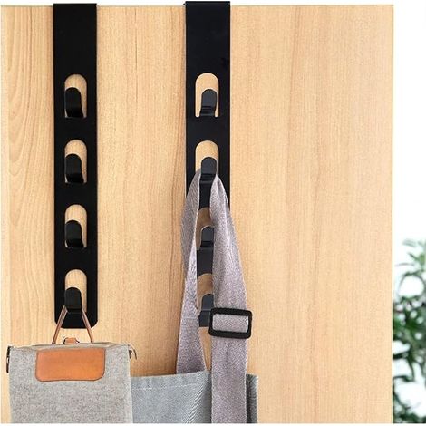 2 pièces porte-manteau pour porte, patère sans perçage, 4 crochets, compatible porte jusqu'à 4 cm d'épaisseur, usage vestiaire et salle de bain (1/5)