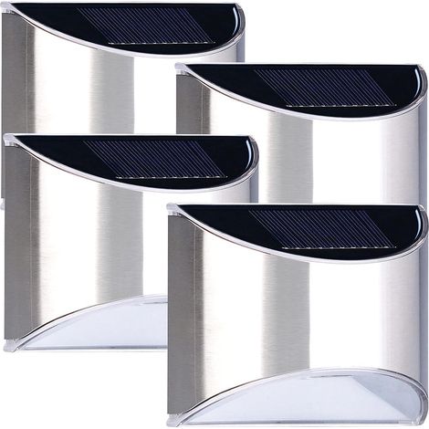 Appliques solaires LED en acier inoxydable (4 pièces) (1/5)