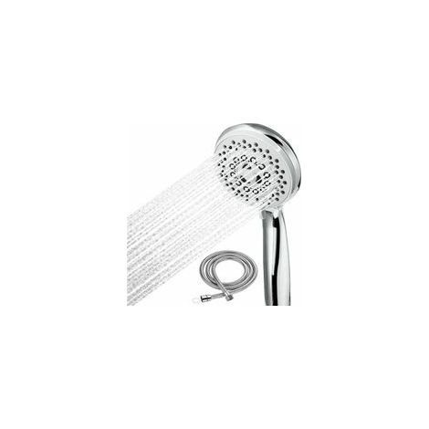 Pommeau Douche Tuyau de Douche, Douchette Pommeau Douche Anti Calcaire Accessoires Universels 5 Modes Haute Pression Economie d'eau, ABS+Acier Inoxy Douche Salle de Bain (1/3)