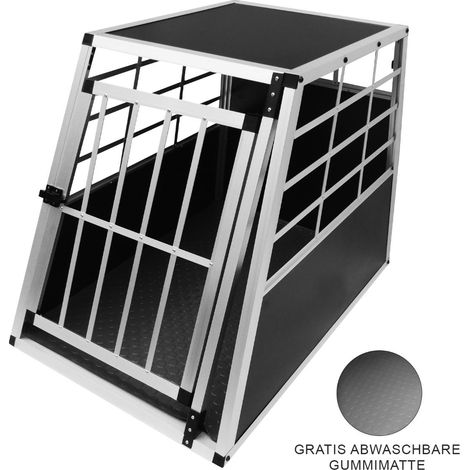 Auto Hundetransportbox große Einzelbox Hundebox Transportbox Gitterbox Fahrzeugbox Kofferraumbox Katzen Hunde Aluminium Trapez (1/5)