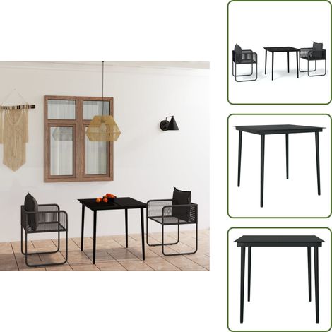 The Living Store Ensemble à manger de jardin 3 pcs Noir - Table de jardin (1/5)