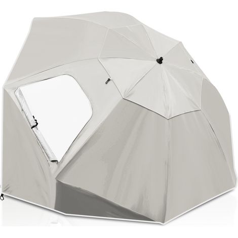 Jiubiaz Ombrellone multifunzione per spiaggia e giardino UV50+ 210 cm, leggero, portatile, con borsa e picchetto da terra Beige