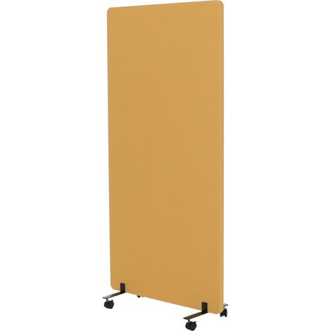 [NON UTILIZZATO] Parete divisoria acustica HHG-957, divisore separè per ufficio, bacheca, a doppia parete, arrotolabile, in stoffa/tessuto, 167x80 cm, giallo (1/5)