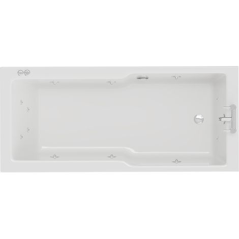 Square 1700mm x 750mm 12 Jet Chrome V-Tec Single Ended Whirlpool Bath (1/5)