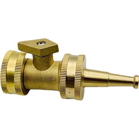 Brass Hose Nozzle - 2 Inch Spray Nozzle - Garden Hose Watering Irrigation - Brass Shutoff Valve Included - 2 Pieces (1/5)