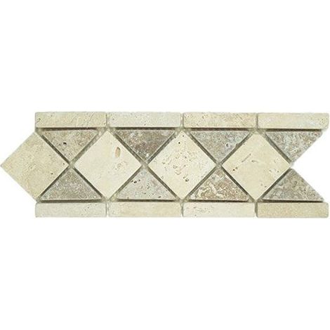 Bordura in mosaico - ALBEDO PIERRE - AL-007 - 10,5x29 cm - Avorio-noce - Pietra naturale (1/2)