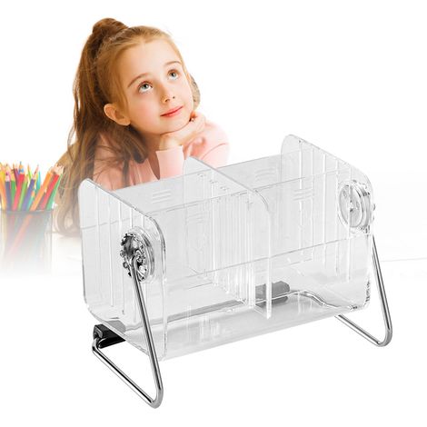 Organiseur de bureau rotatif en acrylique transparent avec compartiments multifonctions, modèle rotatif 18x12.5x9.8cm pour stylos, fournitures et accessoires (1/5)