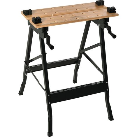 Établi pliant établi de serrage avec 4 serre-joints table de travail, charge 150 kg, 63,5x60,5x78cm, noir