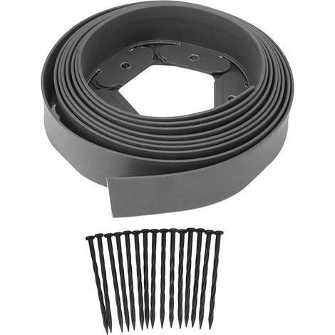 Kit de Bordure de Paysage, Bordure de pelouse Comprenant 15 Pointes sans Creuser, Bordure de Jardin, Bordure décorative en Rouleau pour aménagement paysager de Jardins de (Gray) (1/5)