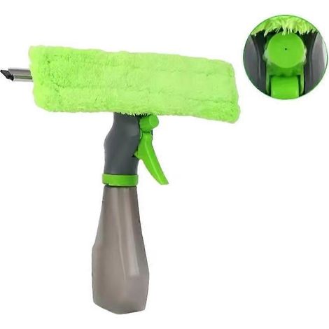 Raclette à vitres avec chiffon en microfibre lavable en machine et grattoir pour le nettoyage des miroirs, carrelages, parois de douche et vitres - Qin