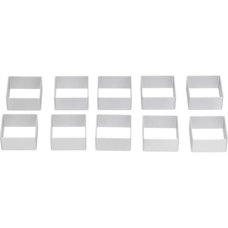 Set of 10 sturdy stainless steel cookie cutters for baking (square)