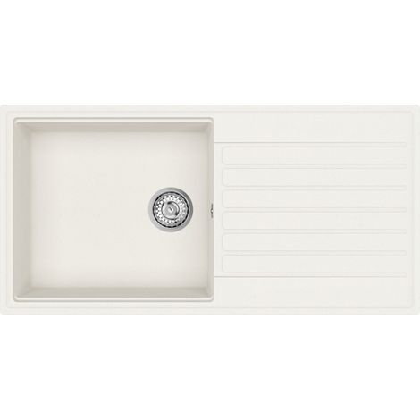 Swiss Aqua Technologies Lavello 100x50 cm con sgocciolatoio reversibile in Granito, incassato, bianco (SATSINKGQK103W)