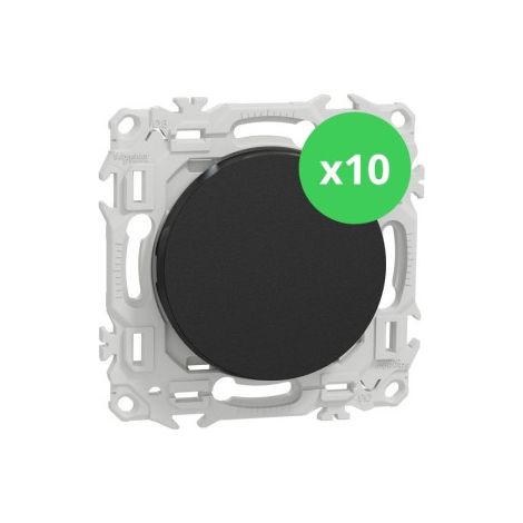 Schneider - Odace 2025 - LOT de 10 Va et Vient ou Poussoir - 10AX - Noir onyx - Ru00e9f : S940204 x 10 (1/5)