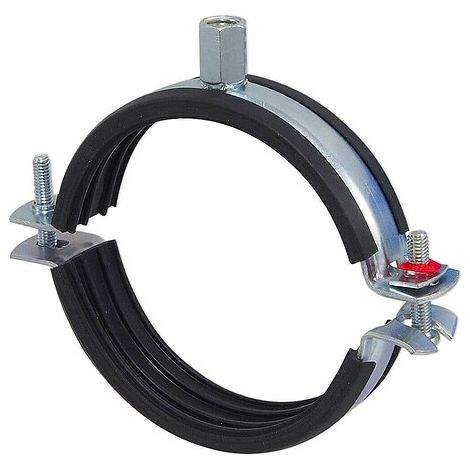 Gelenk-Doppelrohrschelle ''Praktic'' für Rohr 87 - 92 mm mit Kippschraube und Schallschutzeinlage (1/2)