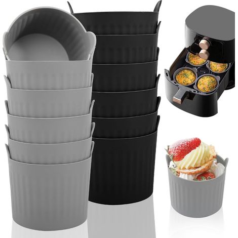 Lot de 12 moules à muffins en silicone pour Airfryer - Réutilisables - Moules à muffins - Moule à œufs - Moule en silicone pour muffins, gâteaux, œufs,Parent,-