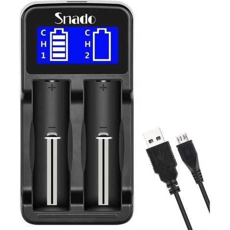 Chargeur de Piles Rapide, Ecran LCD pour Piles Rechargeables A, AA, AAA, Accus 18650, 18350, 17670, 17500, 16340, 14500, 10440 (1/4)