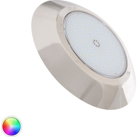 Foco Piscina Superficie LED RGBW Sumergible 12V DC IP68 Acero Inoxidable 24W RGBW