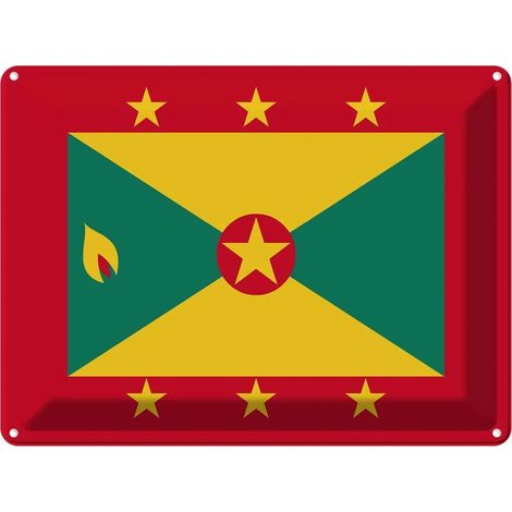 Plaque métallique 30x40 cm Drapeau, bannière et armoiries de la Grenade (1/5)
