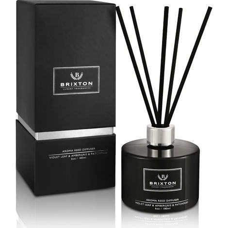 Difusor de fragancia Brixton de 180 ml con hojas de violeta, ámbar gris y pachulí de Homms, con varillas. (1/5)