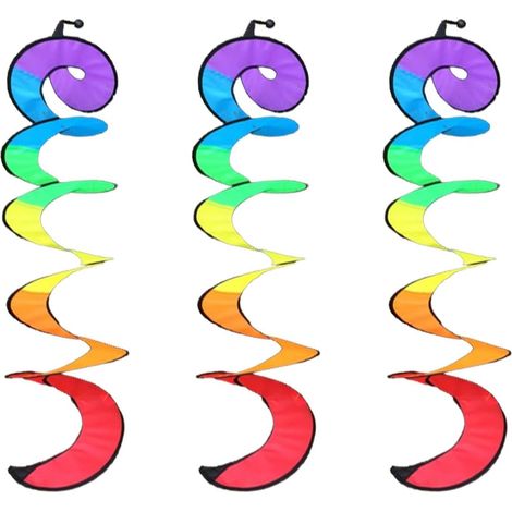 3 Piece Spiral Windmill, Wind Spinner, Colourful Spiral Windmill, Rainbow Spiral Windmill, Spiral Weathervane, Garden Decoration Toy Spiral (1/5)