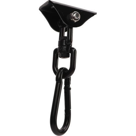 Crochet de suspension pour hamac en acier inoxydable, rotation à 360°, roulement robuste, kit de suspension pour hamac d'extérieur, noir (1/5)