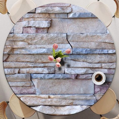Nappe ronde lavable avec élastique, 90cm, couleur pierre