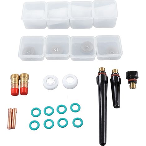 Kit 25 pièces accessoires torche de soudage TIG pour WP17 : verre, corps de pince, lentille à gaz, joint torique, bouchon arrière (1/5)