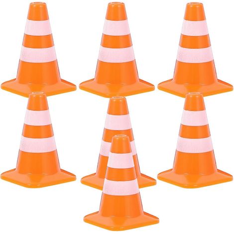 Lot de 7 cônes de signalisation délicats pour enfants, outils pédagogiques pour la maternelle, jouets de signalisation routière-2.50X1.50X1.50CM-Orange
