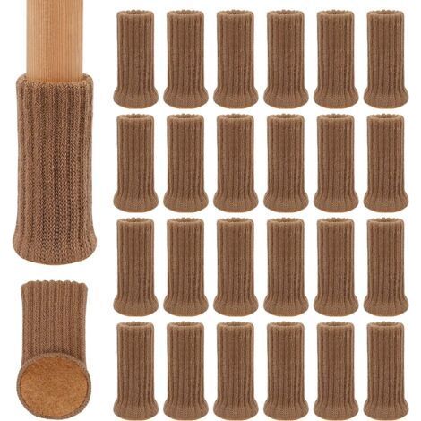 24 gestrickte Stuhlbeinschoner zum Schutz von Stuhlbeinen, Möbelbeinschoner, für leichtere Bewegung und Geräuschdämpfung, 2,5 bis 5 cm Durchmesser, Braun (1/5)