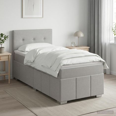 vidaXL Cama box spring con colchón Gris Claro 100 x 200 cm Tela (1/5)