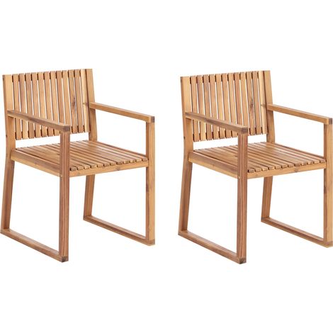 Conjunto de sillas de jardín de madera de acacia certificada marrón 80 x 59 cm diseño clásico Sassari II
