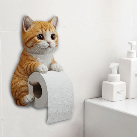 Support Papier Toilette 3D Chat – Porte-Rouleau Mural Drôle et Décoratif, Salle de Bain et Cuisine, Cadeau Unique pour Amoureux des Chats (1/5)