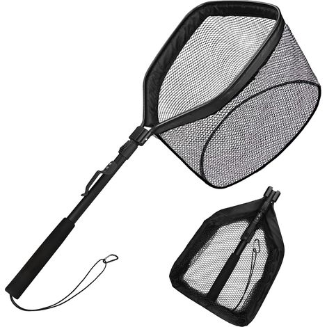 Épuisette de pêche flottante - Épuisette télescopique pour attraper et desserrer facilement le poisson - Pour enfants et adultes - Noir - 120 cm (1/5)