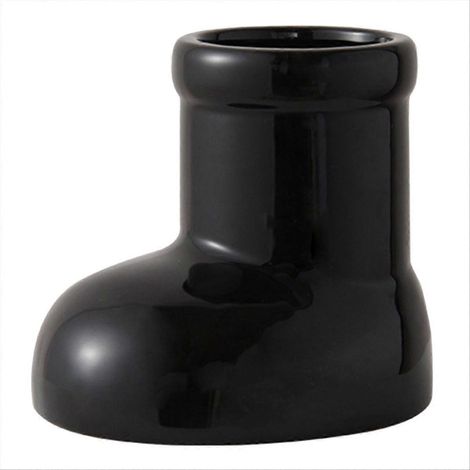 Vase en céramique en forme de bottes, porte-stylo mignon à motif de dessin animé, rangement de table, vase à fleurs Ikebana, pot en forme de bottes, décoration intérieure, noir (1/5)