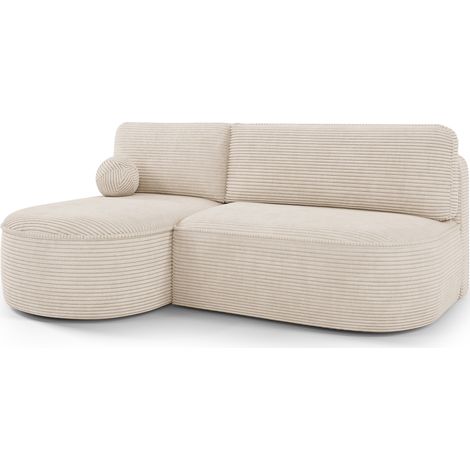 Canapé d’angle convertible VERNA en tissu côtelé – 220cm angle gauche-Beige-angle gauche