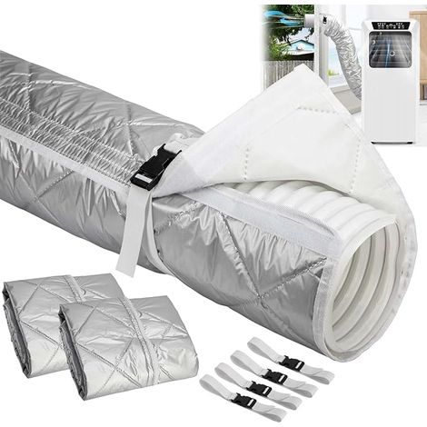 Isolierhülle für Klimaanlagenschläuche, 150 x 58 cm, Schutzhülle für tragbare Klimaanlagen-Abluftschläuche mit 5-6 Zoll Durchmesser, mit 2 verstellbaren Schnallenriemen, für den Heimgebrauch (2 Sets) (1/5)