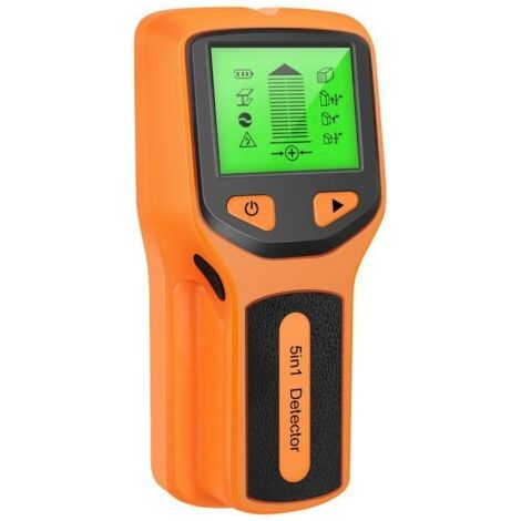 Détecteur de montants muraux 5 en 1 avec écran LCD et détecteur de bord et de centre pour la détection du bois, des câbles électriques et des métaux (Jaune) (1/4)