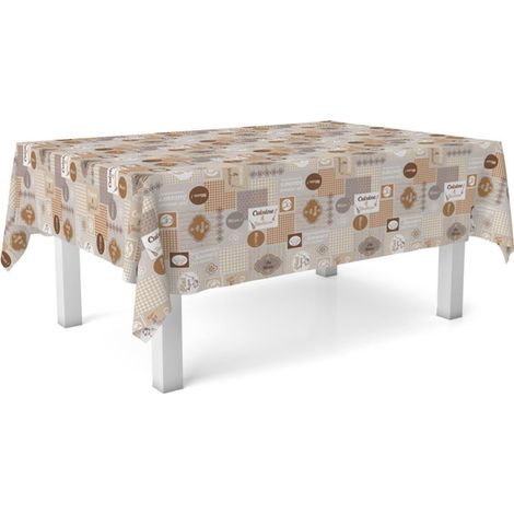 Nappe Toile cirée Lavable rectangulaire 260x140 cm Cuisine Brun (1/4)