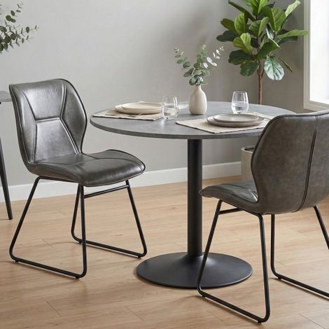 Set da 2 sedie da sala da pranzo con cuciture decorative e imbottite, in grigio (1/5)