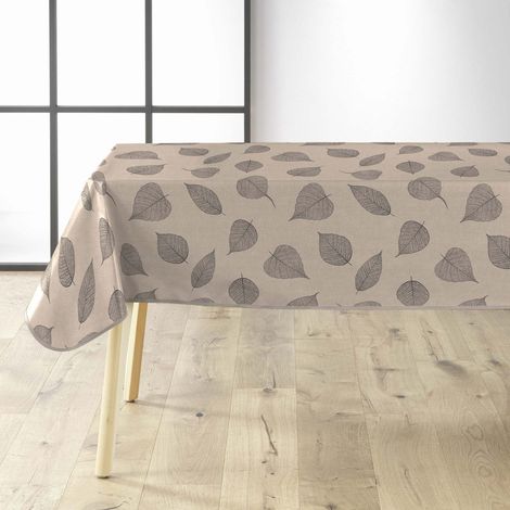 Nappe Toile Cirée "Feuillys" 140x240cm Beige Lin