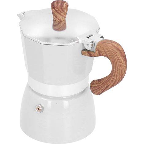 Cafetière moka octogonale pratique en aluminium de 150 ml, idéale pour la maison, le bureau et la cuisine. Couleur : blanc laiteux. (1/5)