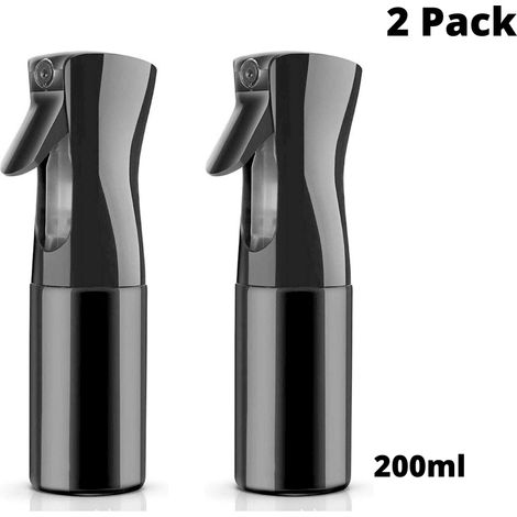 Lot de 2 Flacons Pulvérisateurs Noirs 200ml, Vaporisateurs pour Coiffure, Nettoyage, Plantes, Animaux, Barbiers et Coiffeurs, Bouteilles Brumisateur 6oz (1/5)