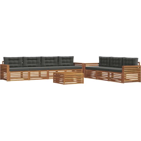 Conjunto de sofás de exterior 8 uds. Natural y Antracita vidaXL (1/5)