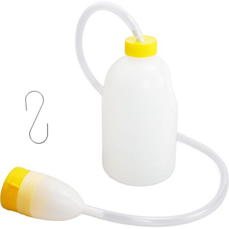 Bouteille urinaire pour homme avec tube urinaire de 90 cm, grande capacité (1700 ml), couvercle et fonction désodorisante, pour patients âgés. (1/5)